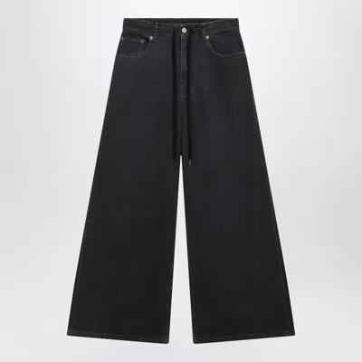 Mm6 Maison Margiela Mm6 Black Wide-leg Cropped Jeans With Mini-style Silhouette