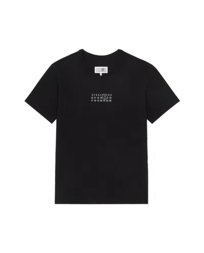 Mm6 Maison Margiela Mm6 By Maison Margiela Black Crewneck T-shirt With Front Print