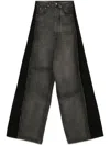 Mm6 Maison Margiela Raw Edges Wide-leg Denim Trousers In Black