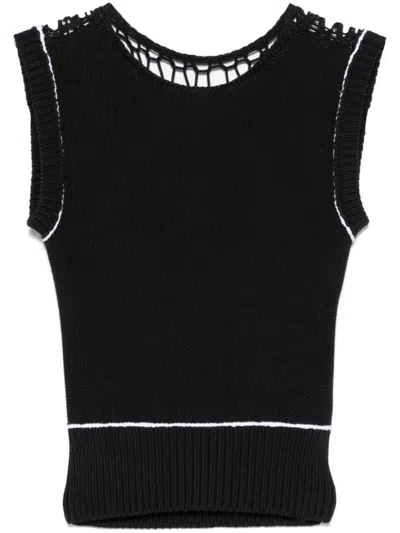 Mm6 Maison Margiela Mm6 By Maison Margiela Black Fitted Top