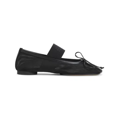 Mm6 Maison Margiela Mm6 By Maison Margiela Black Polyamide Ballerinas With Delicate Bow Detail
