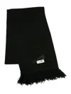 Mm6 Maison Margiela Mm6 By Maison Margiela Black Ribbed Texture Scarf With Fringed Edges In Black