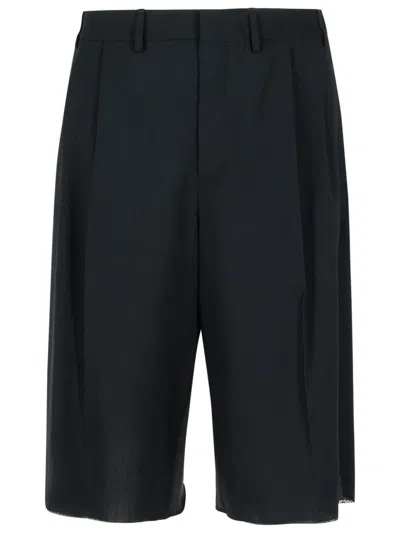 MM6 MAISON MARGIELA MM6 BY MAISON MARGIELA BLACK VIRGIN WOOL BERMUDA SHORTS
