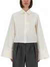 Mm6 Maison Margiela Long Sleeve Pointed Collar Wide Cuffs Top In White