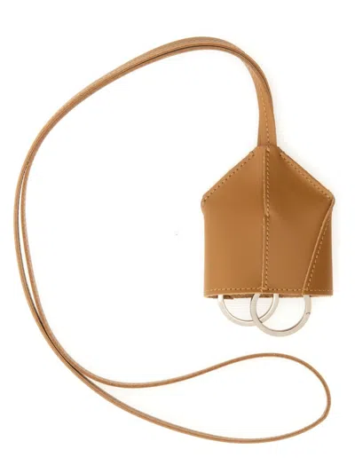 Mm6 Maison Margiela Mm6 By Maison Margiela Brown Leather Keychain In Beige