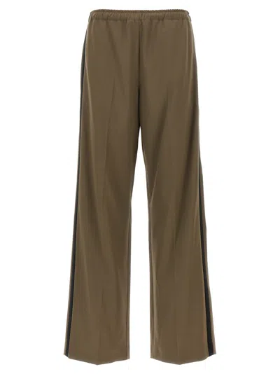 Mm6 Maison Margiela Mm6 By Maison Margiela Brown Satin Band Pants With Contrast Detailing In Green