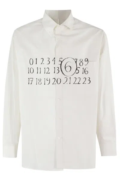 Mm6 Maison Margiela Graphic Print Casual Shirt In White