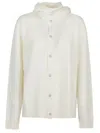 Mm6 Maison Margiela Mm6 By Maison Margiela Button-down Minimalist Wool Cardigan With Textured Knit Finish In White