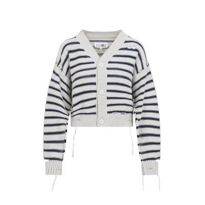 Mm6 Maison Margiela Mm6 By Maison Margiela Chalk White Cotton Cardigan