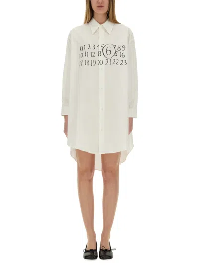 Mm6 Maison Margiela Mm6 By Maison Margiela Chemisier Dress With Print In White