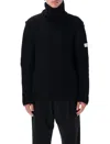 Mm6 Maison Margiela Mm6 By Maison Margiela Knitted Black Sweater With High Collar And Ribbed Finishes In Black