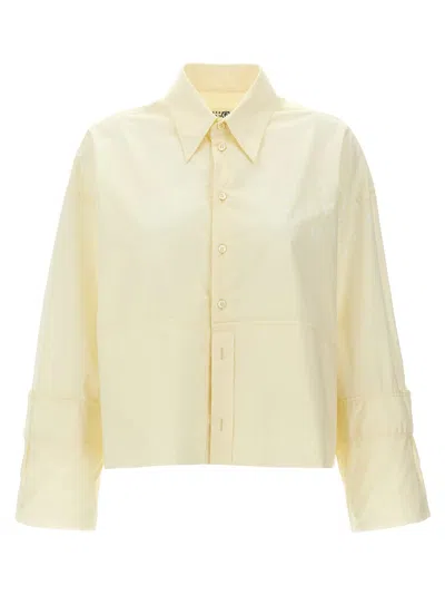 Mm6 Maison Margiela Mm6 By Maison Margiela Cotton Shirt With Front Logo Print In Neutral
