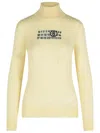 Mm6 Maison Margiela Mm6 By Maison Margiela Cream Virgin Wool Turtleneck Sweater In Yellow