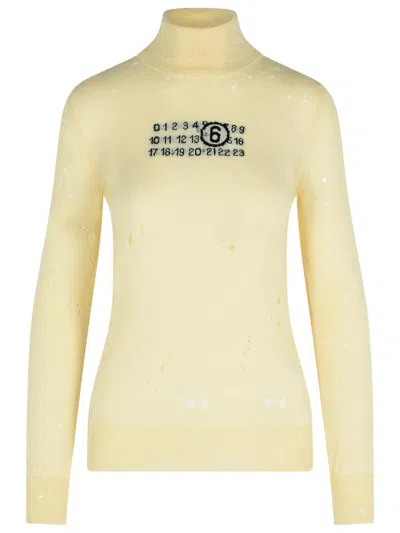 MM6 MAISON MARGIELA MM6 BY MAISON MARGIELA CREAM VIRGIN WOOL TURTLENECK SWEATER