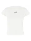 Mm6 Maison Margiela Mm6 By Maison Margiela Crewneck T-shirt With Front Logo Patch Detail In White