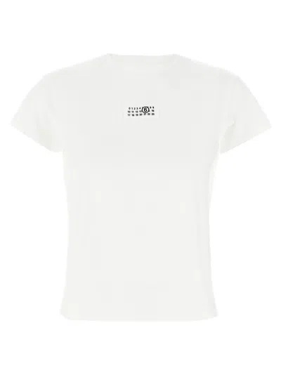 MM6 MAISON MARGIELA MM6 BY MAISON MARGIELA CREWNECK T-SHIRT WITH FRONT LOGO PATCH DETAIL