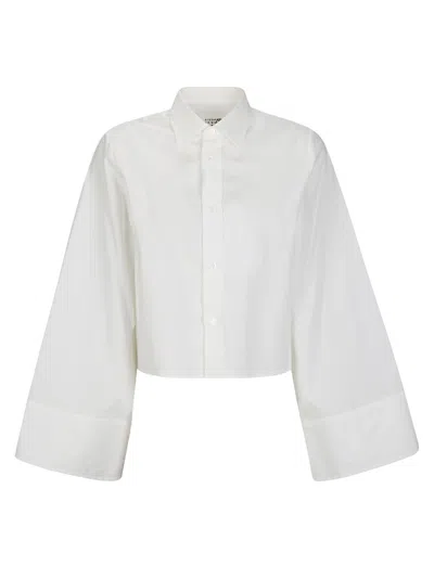 Mm6 Maison Margiela Mm6 By Maison Margiela Cropped Cotton Shirt With Front Button Closure In White
