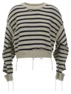 Mm6 Maison Margiela Mm6 By Maison Margiela Cropped Distressed Cotton Sweater