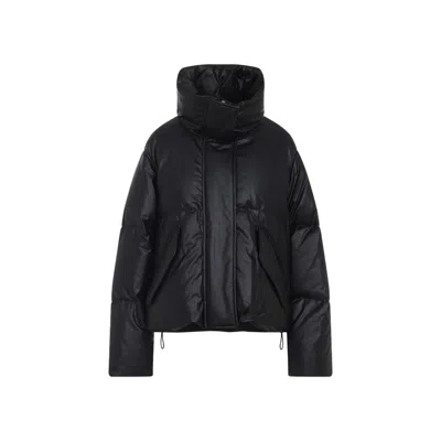 Mm6 Maison Margiela Pleather Puffer Jacket In Black
