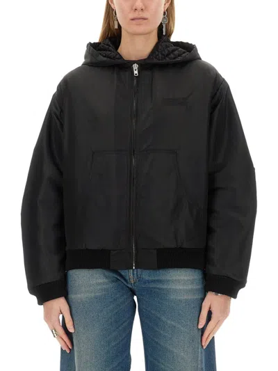 Mm6 Maison Margiela Mm6 By Maison Margiela Cropped Hooded Jacket With Ribbed Cuffs In Black
