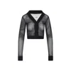 Mm6 Maison Margiela Mm6 By Maison Margiela Cropped Sheer Black Top With Deep V-neckline