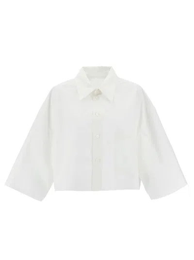 Mm6 Maison Margiela Mm6 By Maison Margiela Cropped White Poplin Shirt