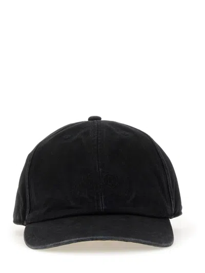 Mm6 Maison Margiela Mm6 By Maison Margiela Curved Brim Baseball Cap With Subtle Logo In Black