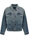 Mm6 Maison Margiela Mm6 By Maison Margiela Cut-out Denim Jacket With Unique Sleeve Details In Blue