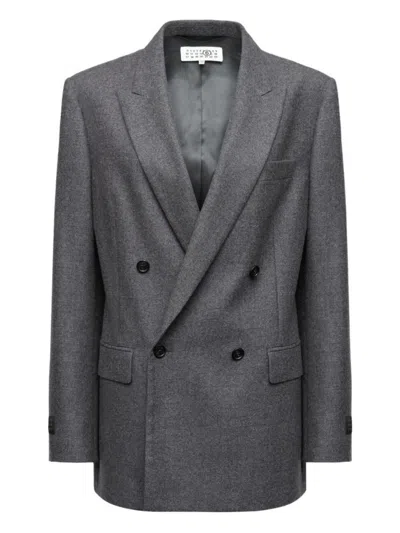 Mm6 Maison Margiela Mm6 By Maison Margiela Double-breasted Medium Grey Jacket With Elegant Tailoring
