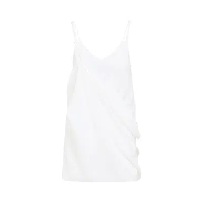 Mm6 Maison Margiela Mm6 By Maison Margiela Draped Silk Evening Dress With Subtle V-neckline In White