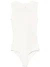 Mm6 Maison Margiela Mm6 By Maison Margiela Ecru Sleeveless Stretch Bodysuit With Crew Neck