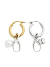 Mm6 Maison Margiela Mixed Metal Pendant Earrings With Pearl And Crystal