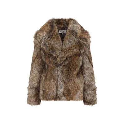MM6 MAISON MARGIELA MM6 BY MAISON MARGIELA FAUX FUR TEXTURED JACKET WITH WIDE COLLAR