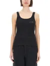 Shop Mm6 Maison Margiela Mm6 By Maison Margiela Fitted Black Ribbed Tank Top