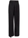 Mm6 Maison Margiela Belted High-rise Flared Wool Trousers In Black