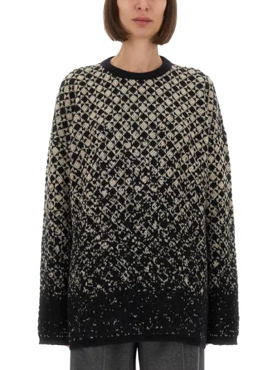 Mm6 Maison Margiela Mm6 By Maison Margiela Gradient Diamond Pattern Wool Pullover In Black