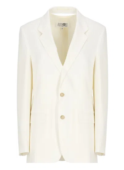 Mm6 Maison Margiela Mm6 By Maison Margiela Ivory Viscose Blend Blazer In White
