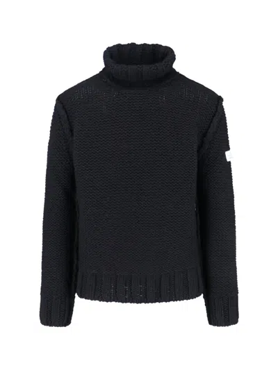 Mm6 Maison Margiela Mm6 By Maison Margiela Knitted Black Sweater With High Collar And Ribbed Finishes