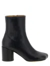 Mm6 Maison Margiela Round Toe Leather Ankle Boots With Seam Detailing In Black