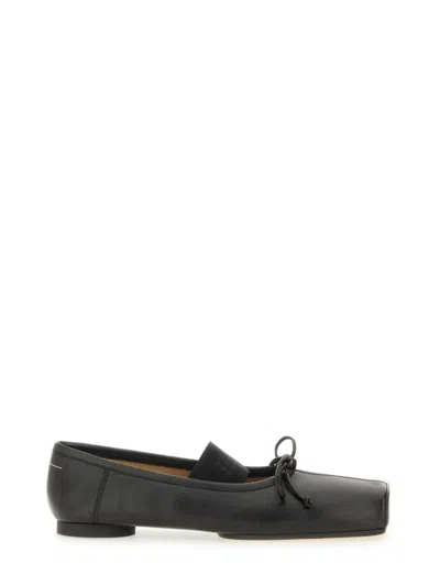 Mm6 Maison Margiela Mm6 By Maison Margiela Leather Ballerina Flats With Square Toe In Black