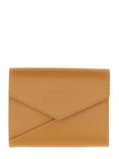 Mm6 Maison Margiela Mm6 By Maison Margiela Leather Wallet With Signature Logo In Beige