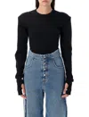 Mm6 Maison Margiela Mm6 By Maison Margiela Long-sleeved Fitted Bodysuit With Discreet Closure In Black
