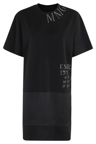 Mm6 Maison Margiela Mm6 By Maison Margiela Mini Dress With Logo Print In Black