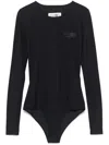 Mm6 Maison Margiela Mm6 By Maison Margiela Long-sleeved Bodysuit With Minimalist Branding In Black