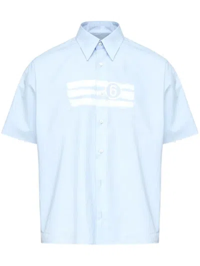 Mm6 Maison Margiela Mm6 By Maison Margiela Numbers-motif Shirt In Blue