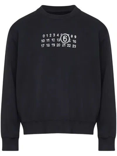 Mm6 Maison Margiela Mm6 By Maison Margiela Numbers-motif Sweatshirt With Classic Crew Neck In Black