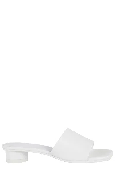Mm6 Maison Margiela Mm6 By Maison Margiela Numeric Engraved Sandal With Cylindrical Heel In White