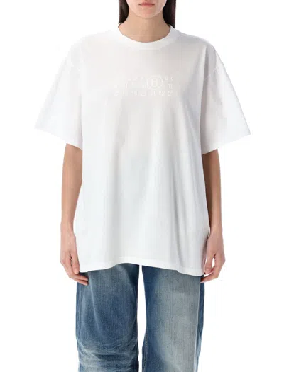 Mm6 Maison Margiela Mm6 By Maison Margiela Numeric Logo T-shirt In Weiss