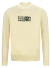 Mm6 Maison Margiela Crew Neck Distressed Graphic Print Sweater In Neutral
