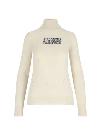 MM6 MAISON MARGIELA MM6 BY MAISON MARGIELA NUMERIC SWEATER – IVORY